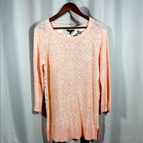 Cupio peach pink light weight sweater with full lace back - Picture 2 of 5